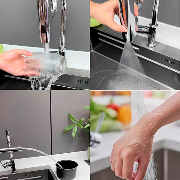 Rubinetto da Cucina a Cascata 4 in 1 con Getto Estraibile